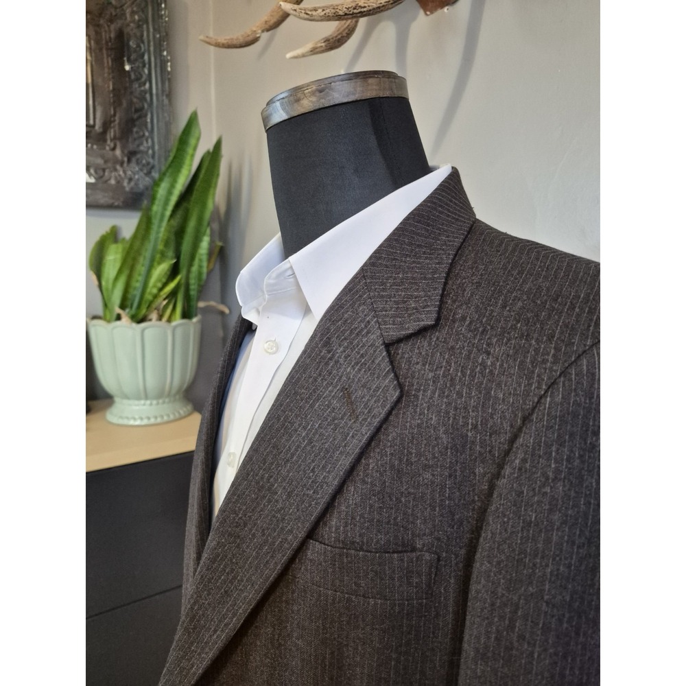 College Hall Mens Vintage Wool Sports Coat 42R Brown Pinstripe 2 Button Blazer